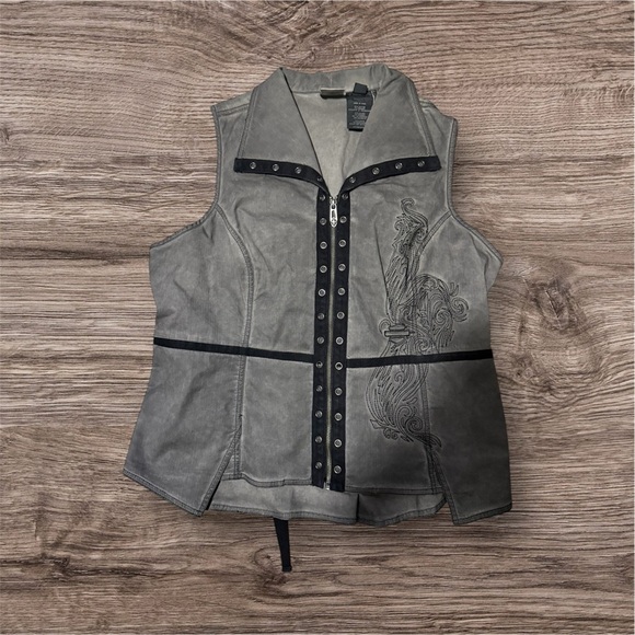 Harley-Davidson Gray Sleeveless Blouse - Picture 1 of 5